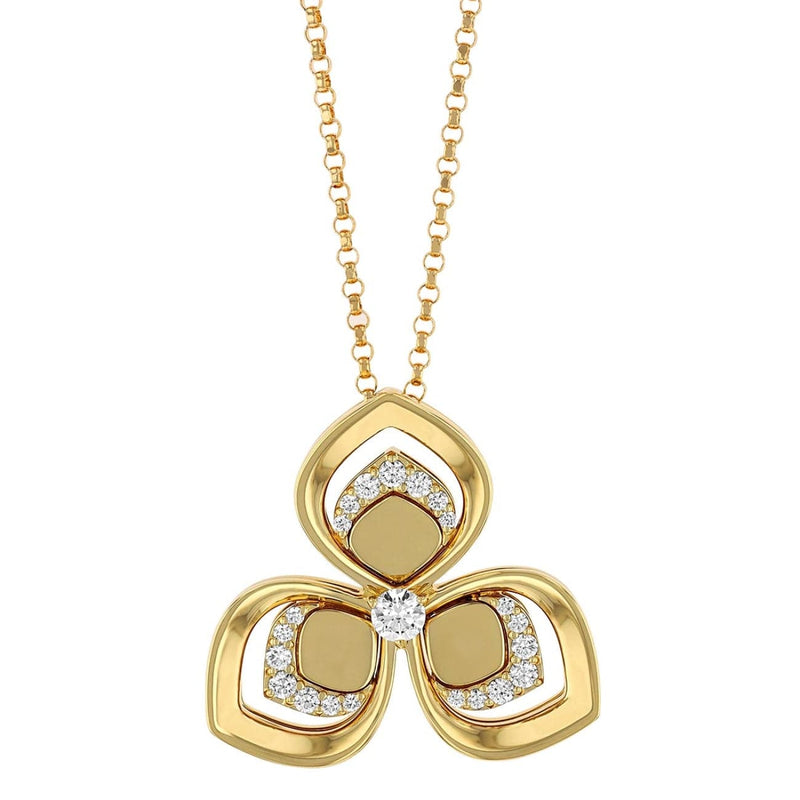 Roberto Coin Jewelry - 18KT YELLOW GOLD 3 PETAL PENDANT NECKLACE | Manfredi Jewels