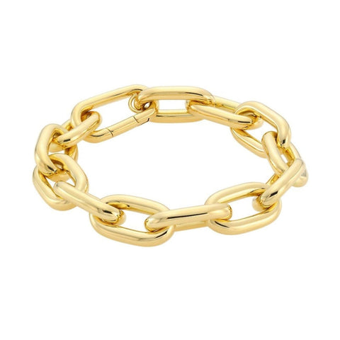 18KT YELLOW GOLD CHUNKY PAPERCLIP BRACELET