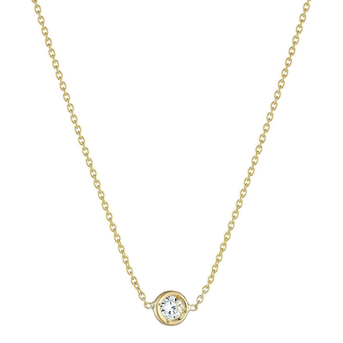 Roberto Coin Jewelry - 18KT YELLOW GOLD DIAMOND BEZEL SET SOLITAIRE NECKLACE | Manfredi Jewels