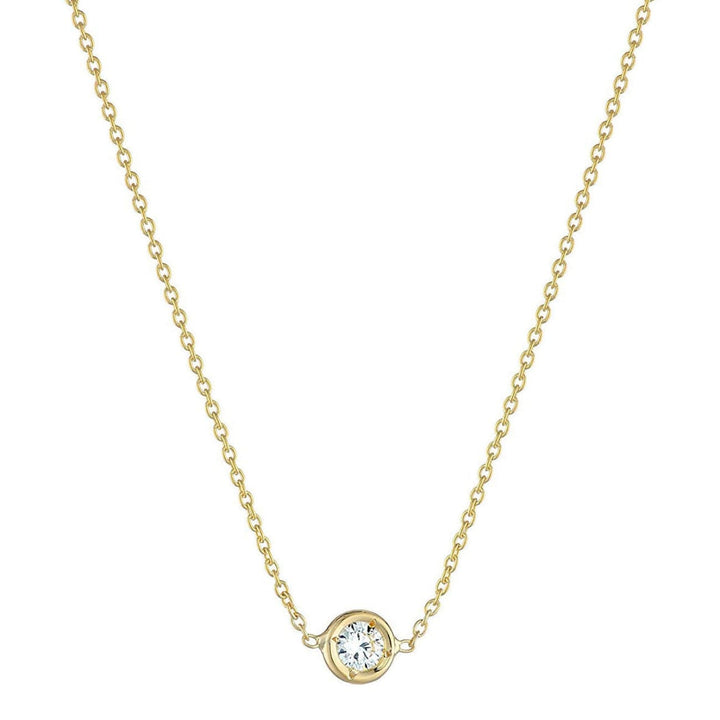 Roberto Coin Jewelry - 18KT YELLOW GOLD DIAMOND BEZEL SET SOLITAIRE NECKLACE | Manfredi Jewels