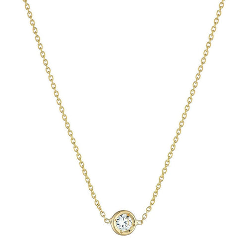 Roberto Coin Jewelry - 18KT YELLOW GOLD DIAMOND BEZEL SET SOLITAIRE NECKLACE | Manfredi Jewels