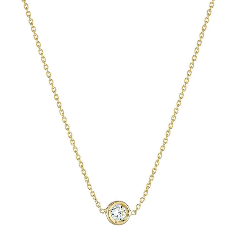 Roberto Coin Jewelry - 18KT YELLOW GOLD DIAMOND BEZEL SET SOLITAIRE NECKLACE | Manfredi Jewels