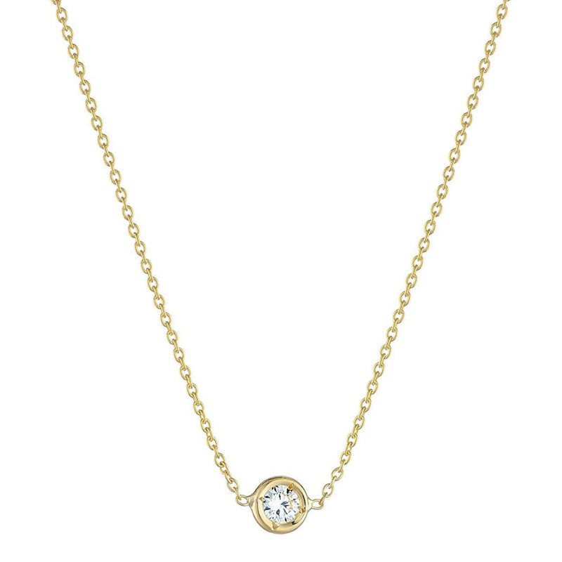 Roberto Coin Jewelry - 18KT YELLOW GOLD DIAMOND BEZEL SET SOLITAIRE NECKLACE | Manfredi Jewels