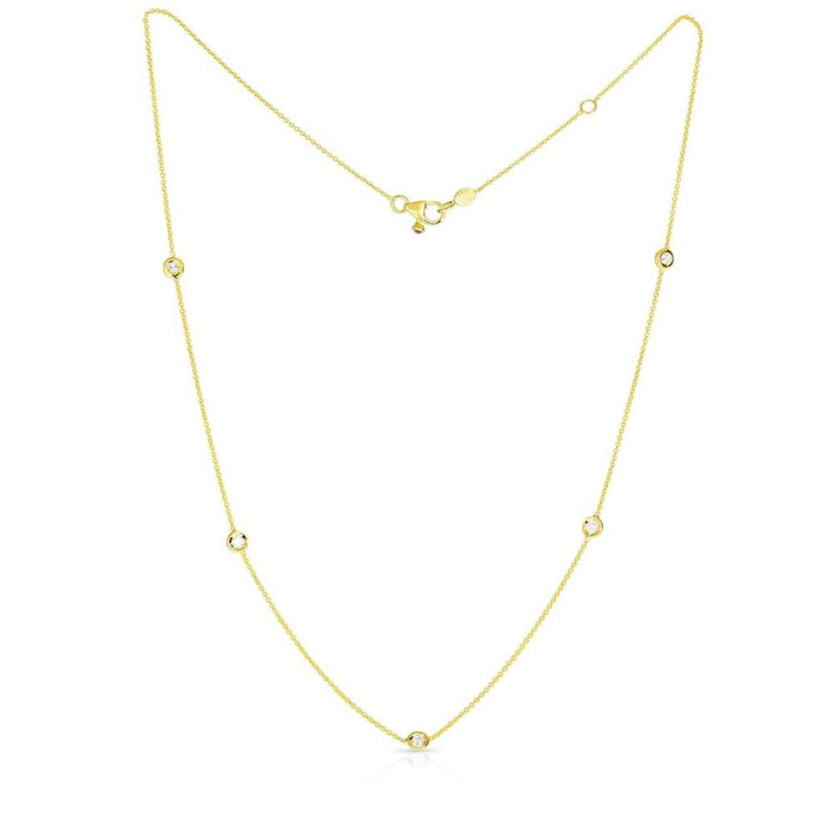 Roberto Coin Jewelry - 5 STATION NECKLACE 18K YELLOW GOLD | Manfredi Jewels