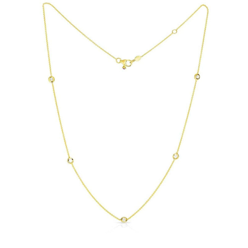 Roberto Coin Jewelry - 5 STATION NECKLACE 18K YELLOW GOLD | Manfredi Jewels