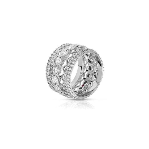 Roberto Coin Jewelry - CENTO COLLECTION 18KT WHITE GOLD ROSETTE BAND RING | Manfredi Jewels