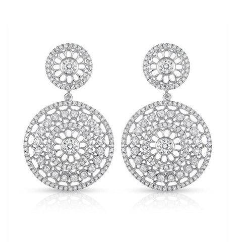 CENTO COLLECTION 18KT WHITE GOLD SMALL ROSETTE EARRINGS