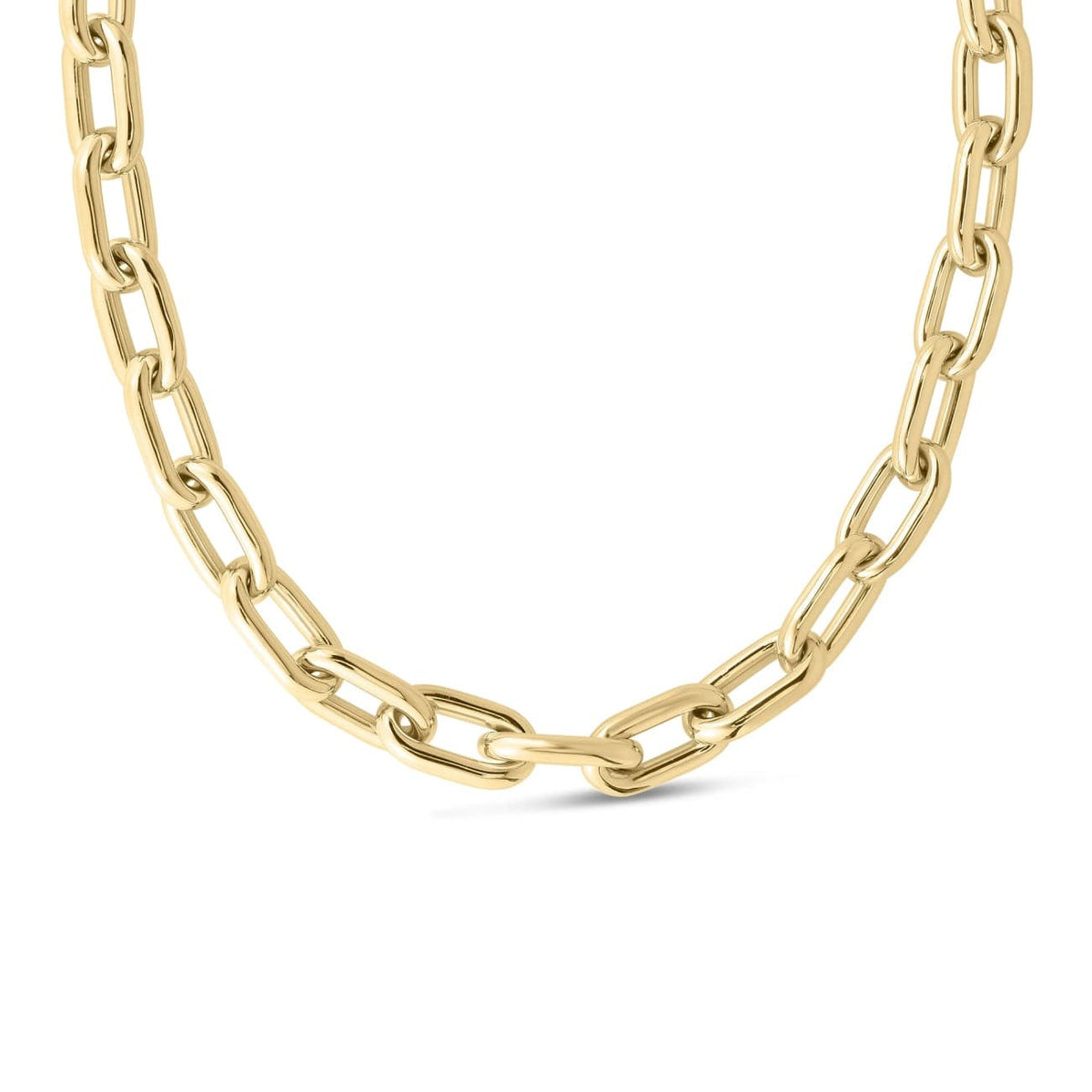 Roberto Coin Jewelry - Designer Gold Chunky Paperclip 18K Yellow Gold Chain Necklace | Manfredi Jewels