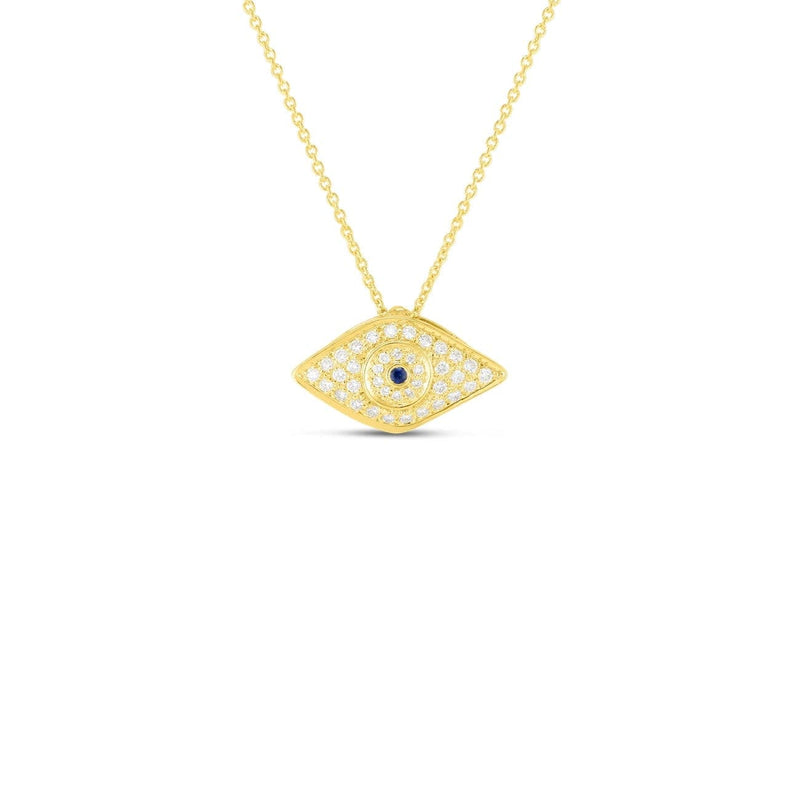 Roberto Coin Jewelry - Diamond And Blue Sapphire Evil Eye With Yellow Gold Chain | Manfredi Jewels
