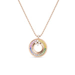 Roberto Coin Jewelry - LOVE IN VERONA RAINBOW MEDALLION NECKLACE WITH SAPPHIRES DIAMONDS AND MOTHER OF PEARL | Manfredi Jewels