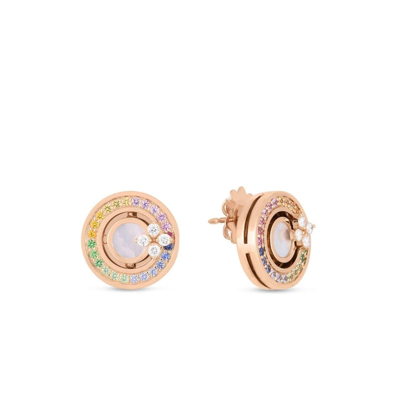 Roberto Coin Jewelry - LOVE IN VERONA RAINBOW STUD EARRINGS WITH SAPPHIRES DIAMONDS AND MOTHER OF PEARL | Manfredi Jewels