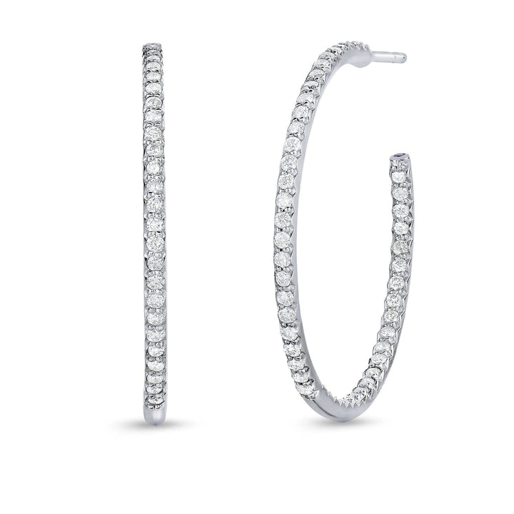 Roberto Coin Jewelry - MEDIUM INSIDE OUTSIDE DIAMOND HOOP EARRINGS | Manfredi Jewels