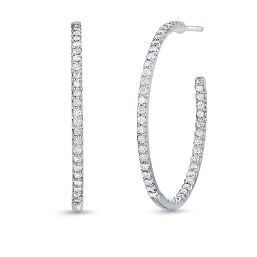 Roberto Coin Jewelry - MEDIUM INSIDE OUTSIDE DIAMOND HOOP EARRINGS | Manfredi Jewels