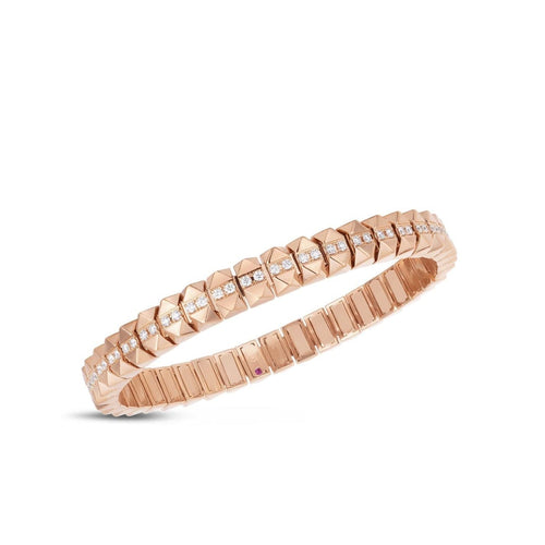 Roberto Coin Jewelry - OBELISCO FLEXIBLE BANGLE WITH CENTER ROW OF DIAMONDS | Manfredi Jewels