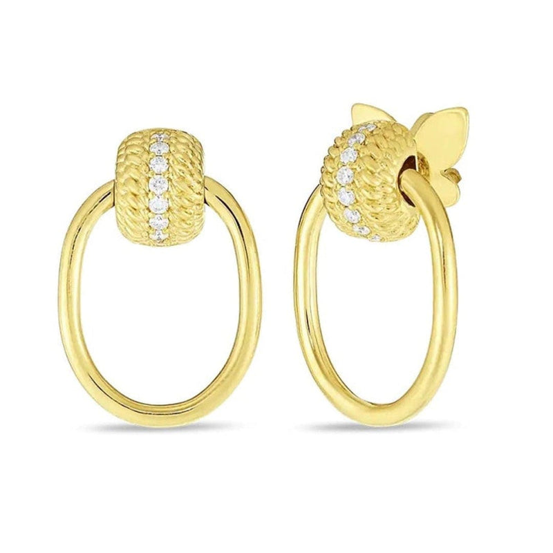 Roberto Coin Jewelry - OPERA TEXTURED SMALL DOORKNOCKER EARRING W. DIAMONDS | Manfredi Jewels