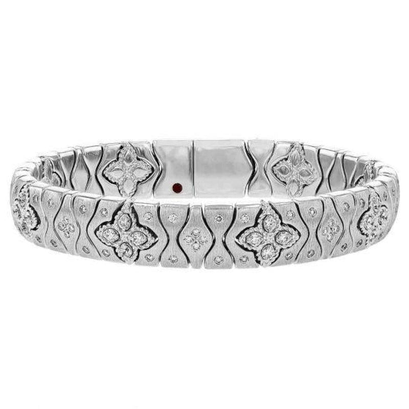 Roberto Coin Jewelry - PRINCESS COLLECTION 18K WHITE GOLD BANGLE BRACELET | Manfredi Jewels