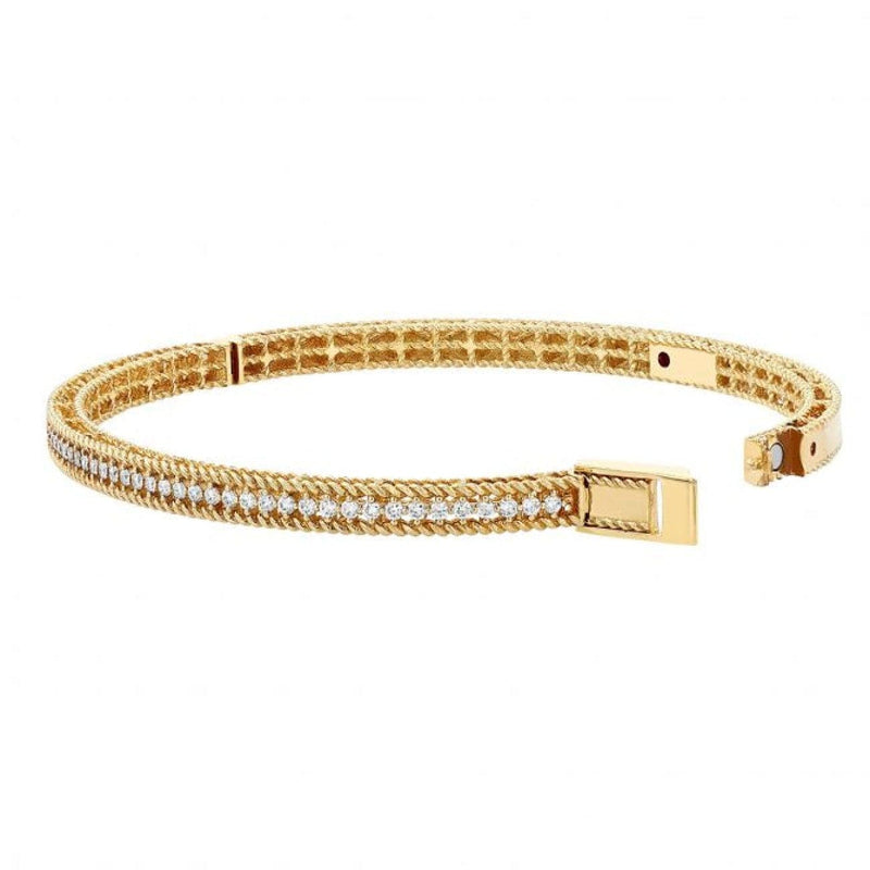 Roberto Coin Jewelry - Symphony Princess Yellow Gold & Diamond Oval Bangle Bracelet | Manfredi Jewels