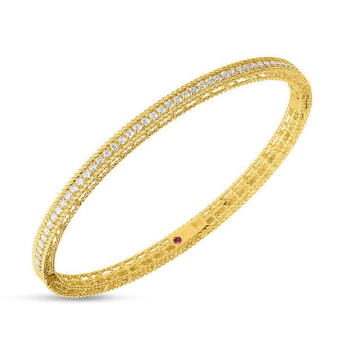 Symphony Princess Yellow Gold & Diamond Oval Bangle Bracelet