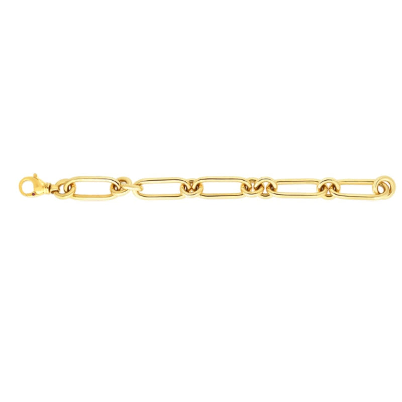 Roberto Coin Jewelry - YELLOW DESIGNER GOLD OVAL & ROUND LINK BRACELET | Manfredi Jewels