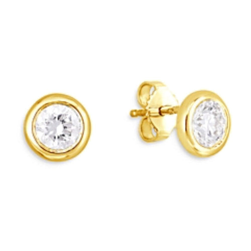 Roberto Coin Jewelry - YELLOW GOLD BEZEL DIAMOND STUD EARRINGS | Manfredi Jewels