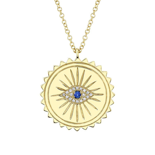 Shy Creation Jewelry - 0.04CT DIAMOND & BLUE SAPPHIRE EYE NECKLACE | Manfredi Jewels