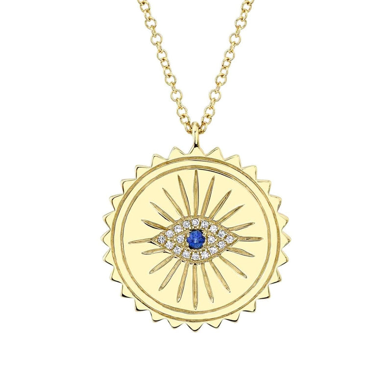 Shy Creation Jewelry - 0.04CT DIAMOND & BLUE SAPPHIRE EYE NECKLACE | Manfredi Jewels