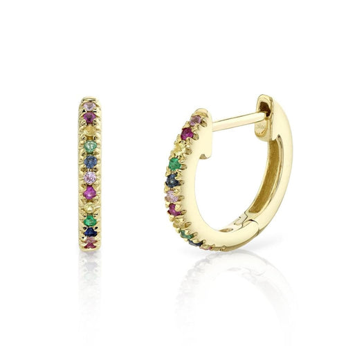 Shy Creation Jewelry - 0.08CT MULTI - COLOR STONE HUGGIE EARRING | Manfredi Jewels