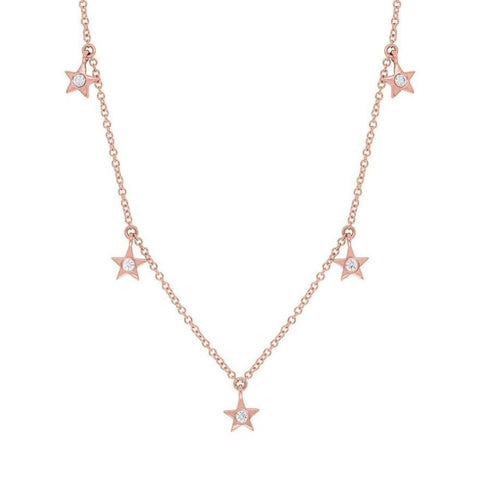 0.11Ct 14K ROSE GOLD DIAMOND STAR NECKLACE