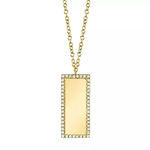 Shy Creation Jewelry - 0.11ct 14k YELLOW GOLD DIAMOND BAR ID NECKLACE | Manfredi Jewels