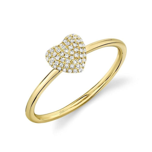 Shy Creation Jewelry - 0.11CT 14K YELLOW GOLD DIAMOND PAVE HEART RING | Manfredi Jewels