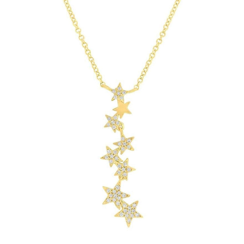 Shy Creation Jewelry - 0.11Ct 14K Yellow Gold Diamond Star Necklace | Manfredi Jewels