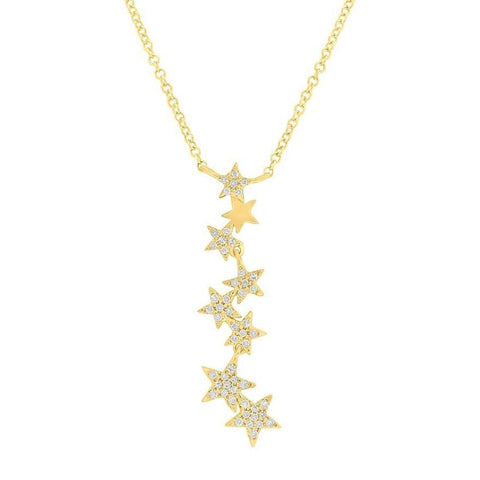 0.11Ct 14K Yellow Gold Diamond Star Necklace