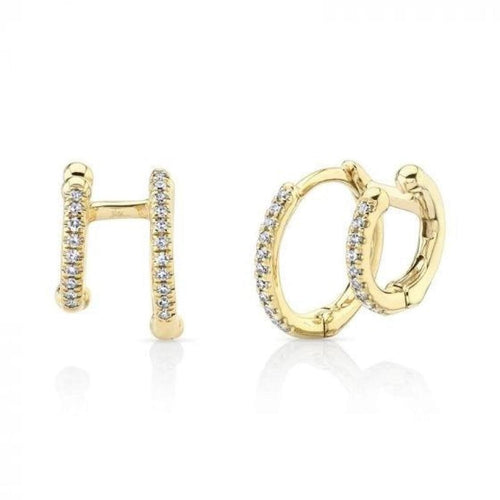 Shy Creation Jewelry - 0.12Ct Diamond Double Huggie Earrings | Manfredi Jewels