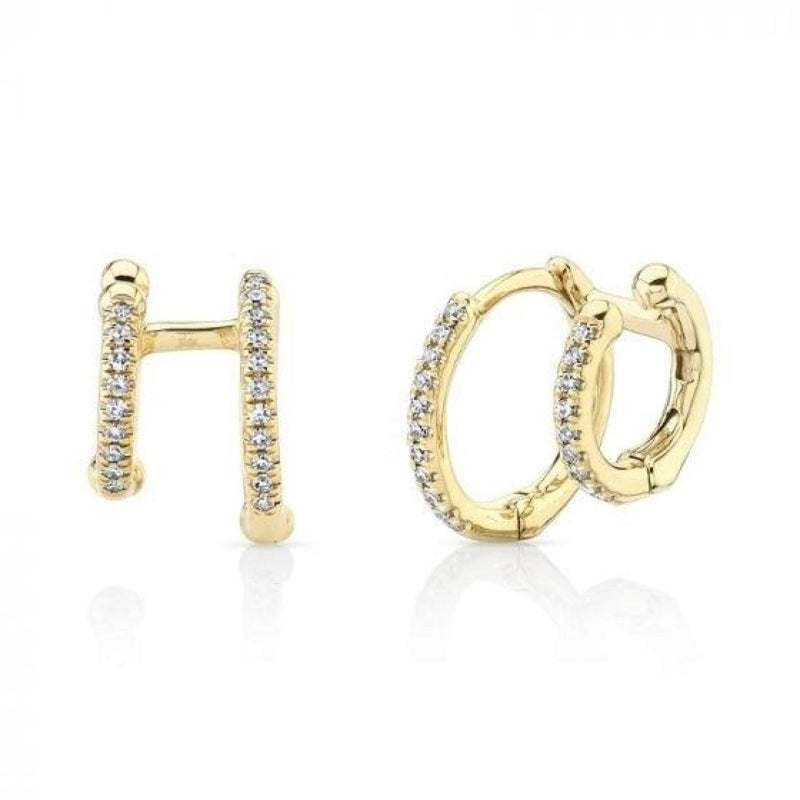 Shy Creation Jewelry - 0.12Ct Diamond Double Huggie Earrings | Manfredi Jewels