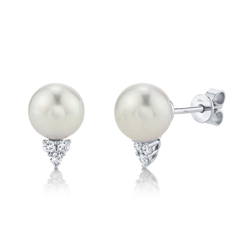 Shy Creation Jewelry - 0.14 ROUND DIAMOND WITH MOTHER OF PEARL EARRINGS | Manfredi Jewels