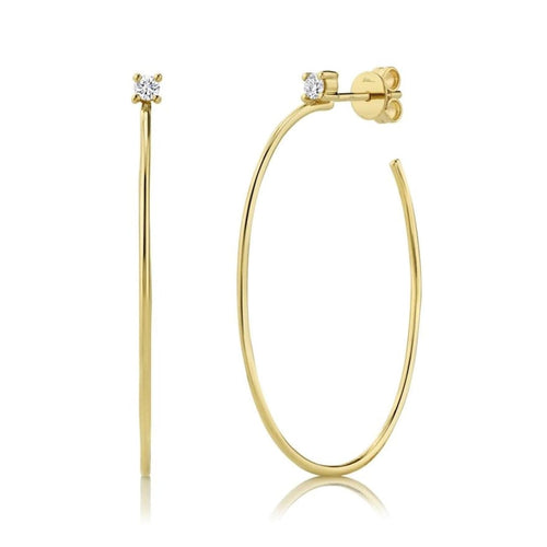 Shy Creation Jewelry - 0.14Ct 14K Yellow Gold Diamond Oval Hoop Earring | Manfredi Jewels