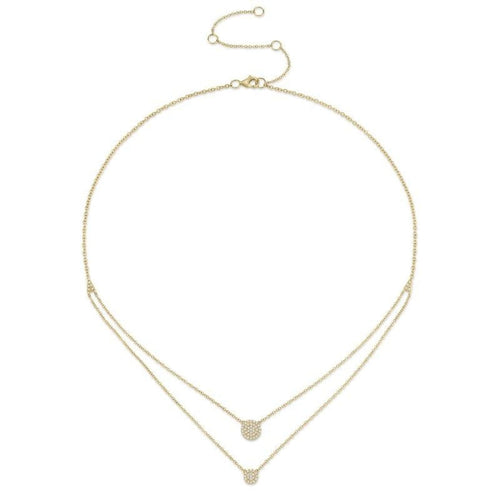 Shy Creation Jewelry - 0.16ct 14k Yellow Gold Diamond Pave Circle Necklace | Manfredi Jewels