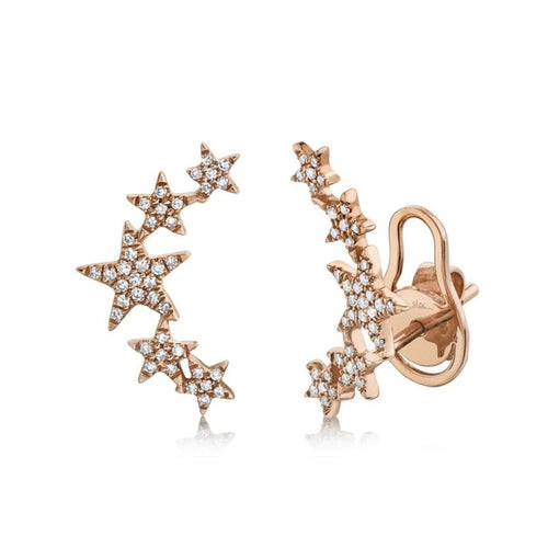 Shy Creation Jewelry - 0.17Ct 14K Rose Gold Diamond Star Earring | Manfredi Jewels