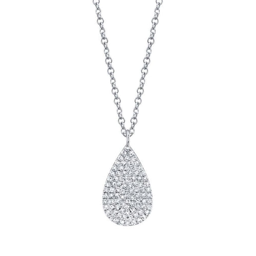 Shy Creation Jewelry - 0.19Ct 14K White Gold Diamond Pave Necklace | Manfredi Jewels