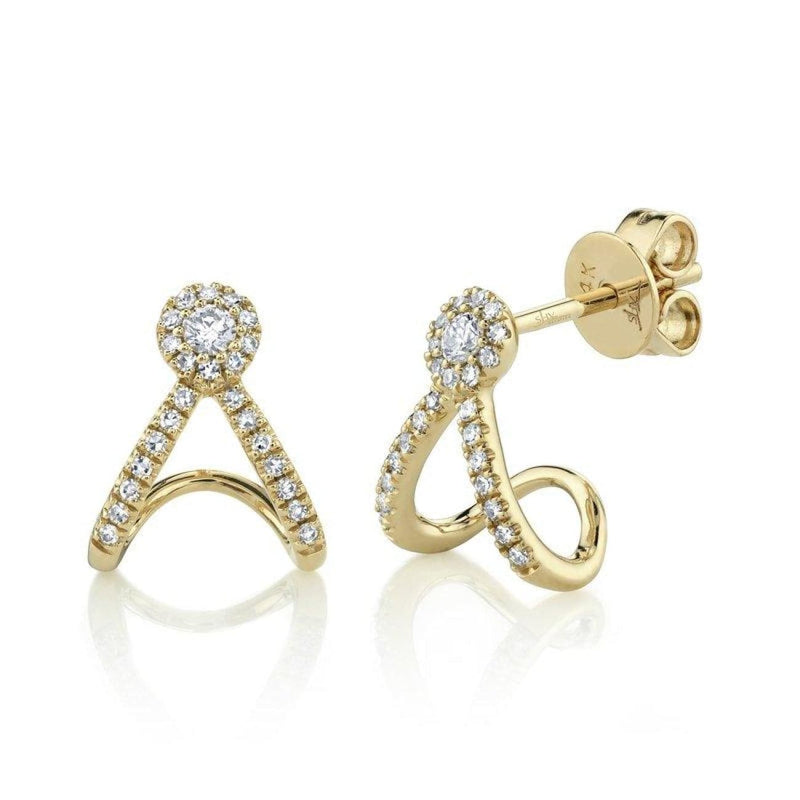 Shy Creation Jewelry - 0.20ct 14k Yellow Gold Diamond Earring | Manfredi Jewels