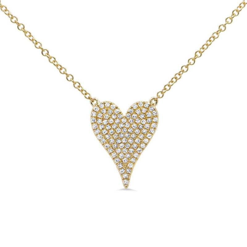 Shy Creation Jewelry - 0.21ct 14k Yellow Gold Diamond Pave Heart Necklace | Manfredi Jewels