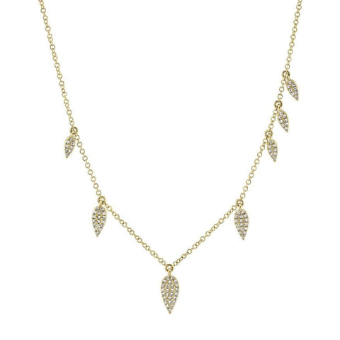 0.21Ct 14K Yellow Gold Diamond Pave Necklace