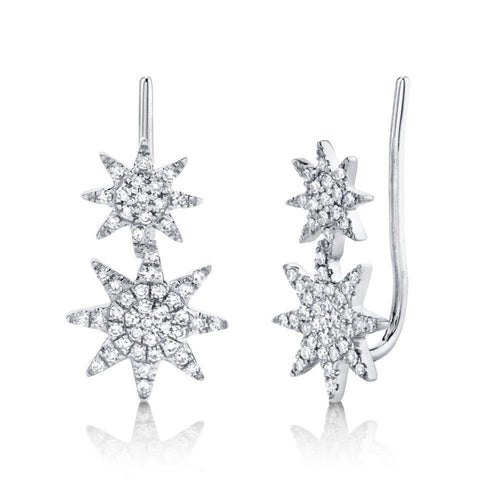 Shy Creation Jewelry - 0.22CT DIAMOND PAVE STAR EAR CRAWLER EARRING | Manfredi Jewels