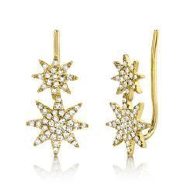 Shy Creation Jewelry - 0.22CT DIAMOND PAVE STAR EAR CRAWLER EARRING | Manfredi Jewels