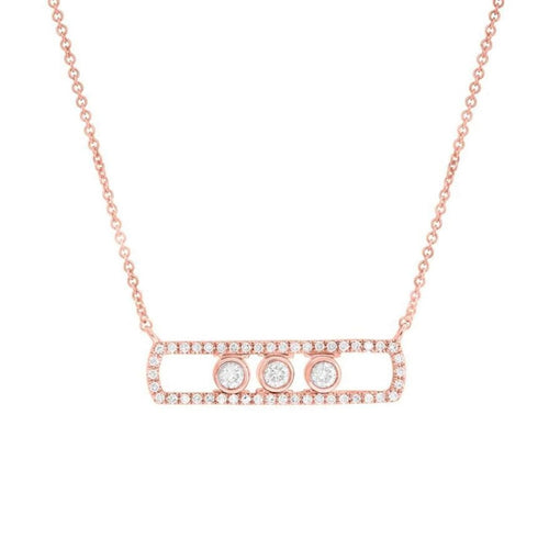 Shy Creation Jewelry - 0.24CT 14K ROSE GOLD DIAMOND SLIDER BAR NECKLACE | Manfredi Jewels