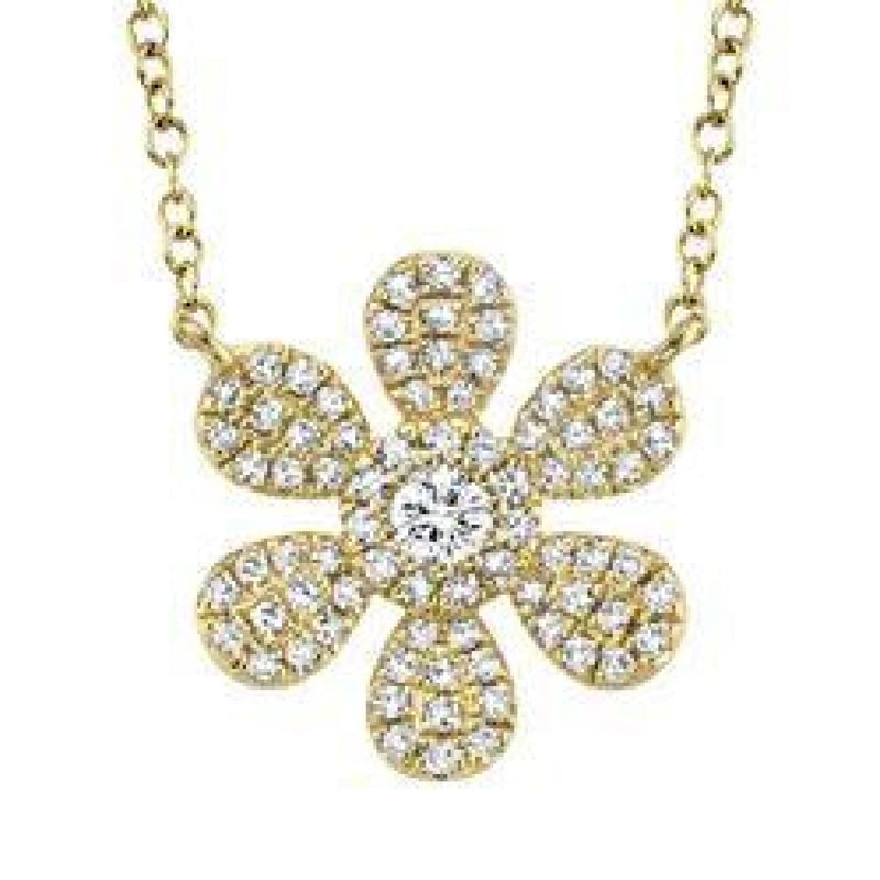 Shy Creation Jewelry - 0.24CT DIAMOND FLOWER NECKLACE | Manfredi Jewels