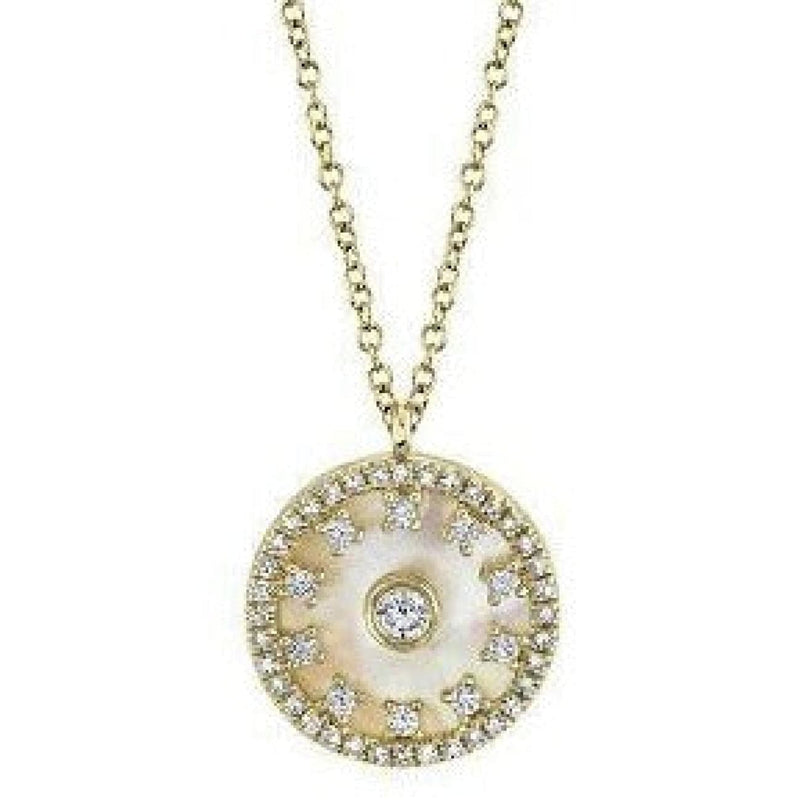 Shy Creation Jewelry - 0.25ct 14K Diamond & Mother of Pearl Circle Necklace | Manfredi Jewels