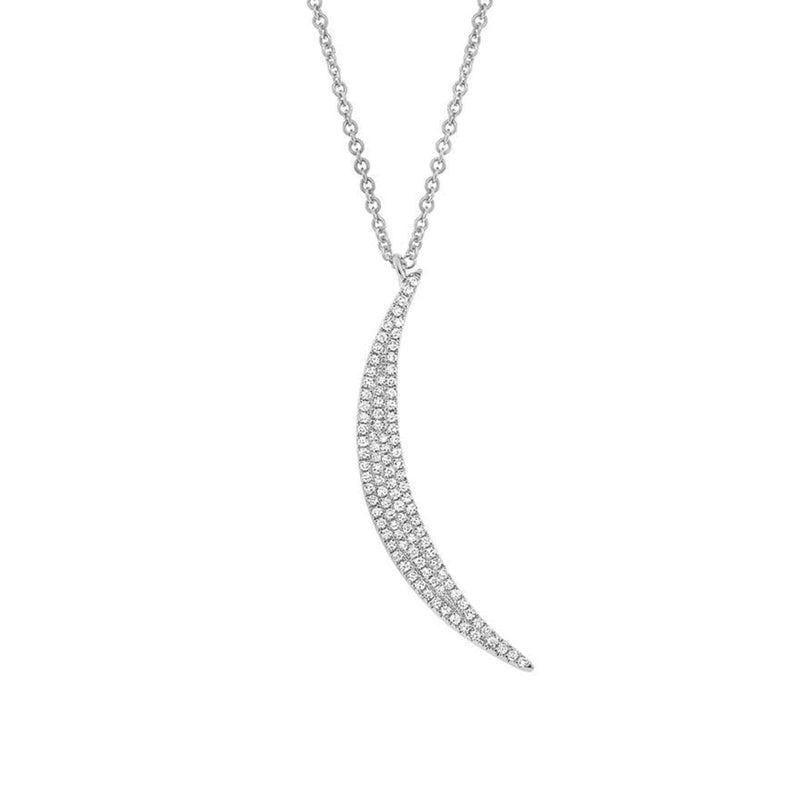 Shy Creation Jewelry - 0.25Ct 14K White Gold Diamond Pave Crescent Necklace | Manfredi Jewels