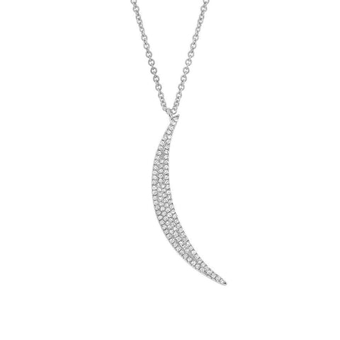 0.25Ct 14K White Gold Diamond Pave Crescent Necklace