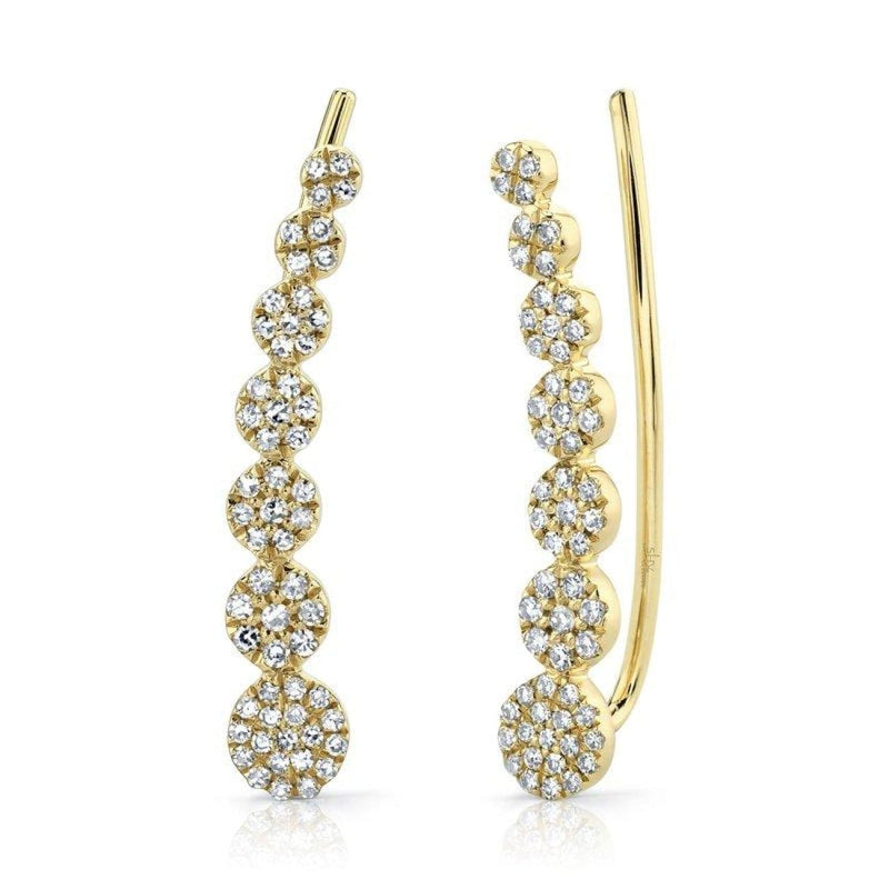 Shy Creation Jewelry - 0.25ct 14k Yellow Gold Diamond Ear Crawler Earring | Manfredi Jewels